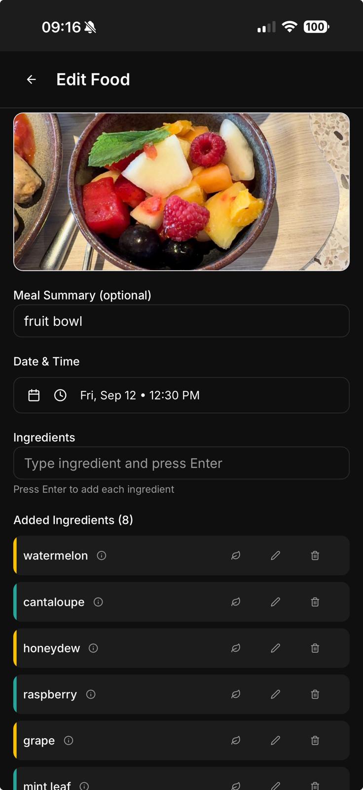 AI food analysis with zone colors